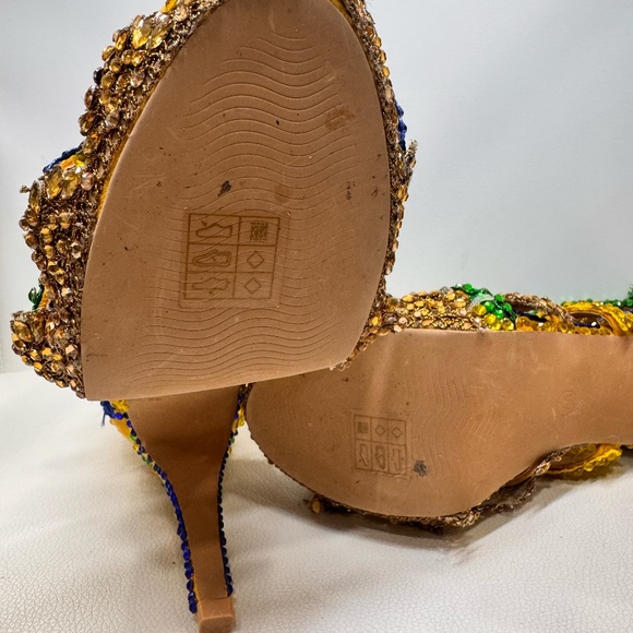 Vibrant Yellow Green & Blue Competition Heels– 5” Platform with Sparkling Stones - Picture 9 of 10